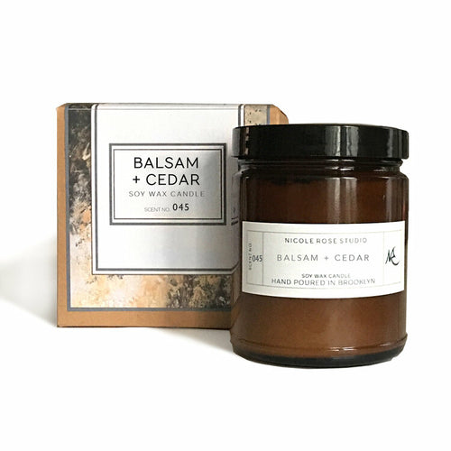 Balsam and cedar soy candle