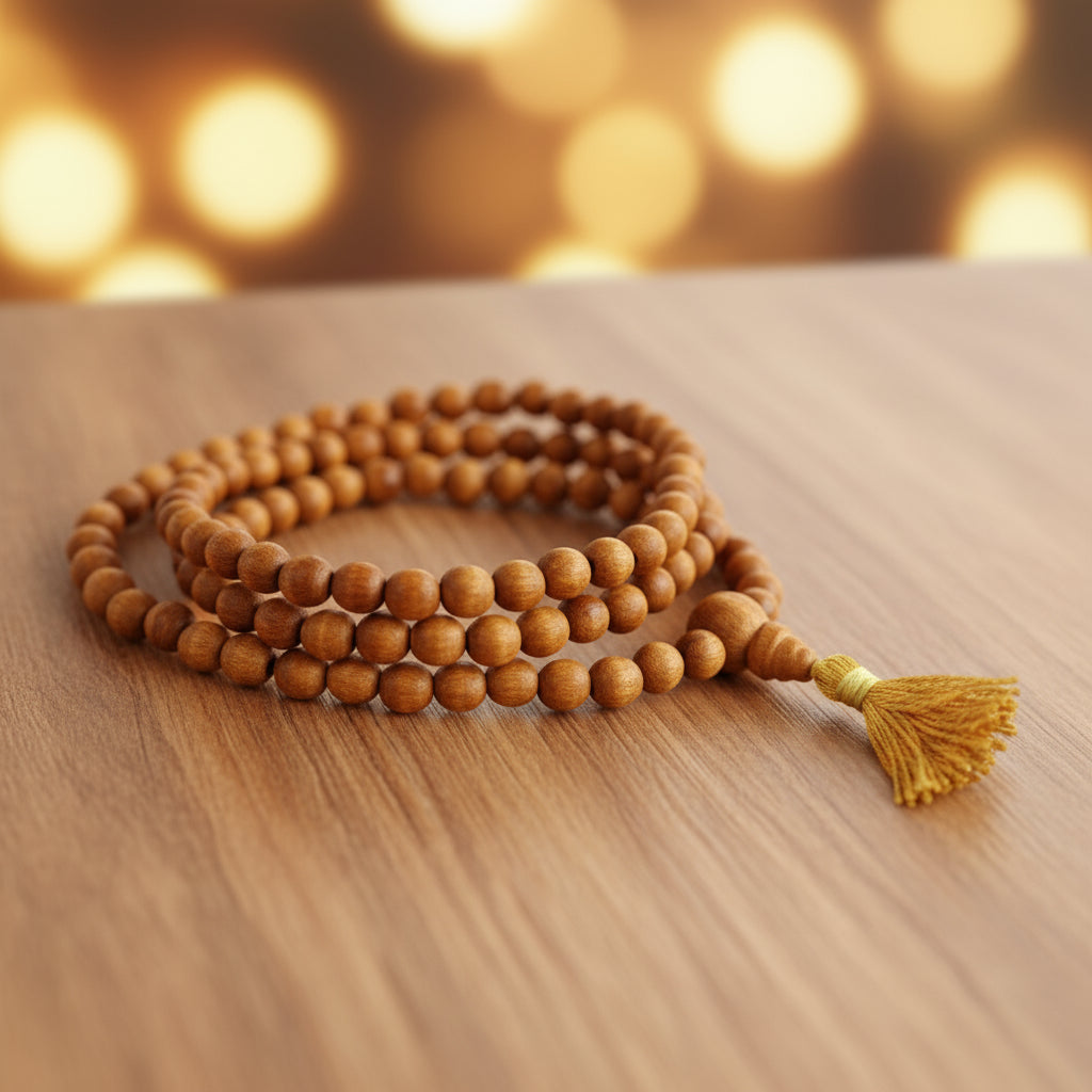 Handmade Sandalwood Japa Mala – 108 Beads