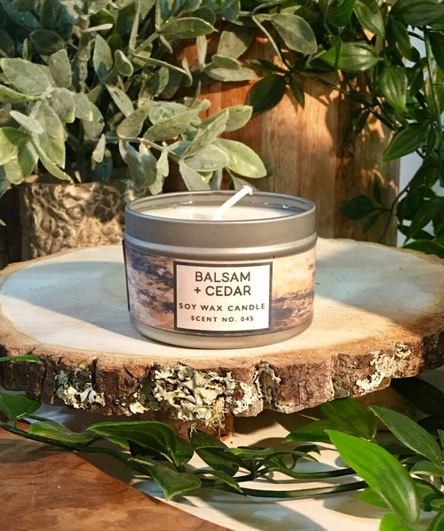 Balsam and cedar soy candle