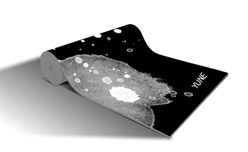 YUNE Yoga Mat - 6mm Black patterned non-slip and eco friendly