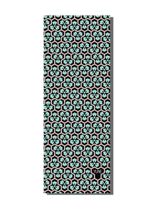 YUNE Yoga Mat - 6mm Black geometric non-slip and eco friendly