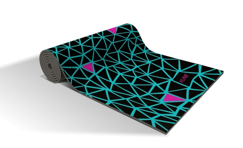YUNE Yoga Mat - 6mm Black Colour geometric non-slip and eco friendly